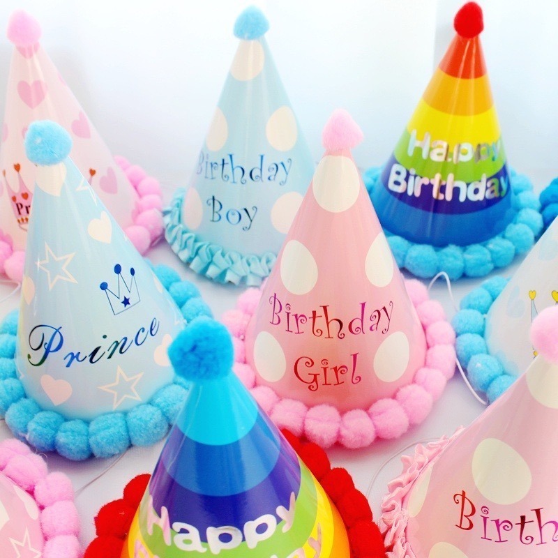 派對生日帽 🎊台灣出貨🎊 派對帽 毛球派對帽 生日帽 壽星帽 生日佈置 週歲佈置 拍照道具 收涎 抓周 慶生-細節圖4