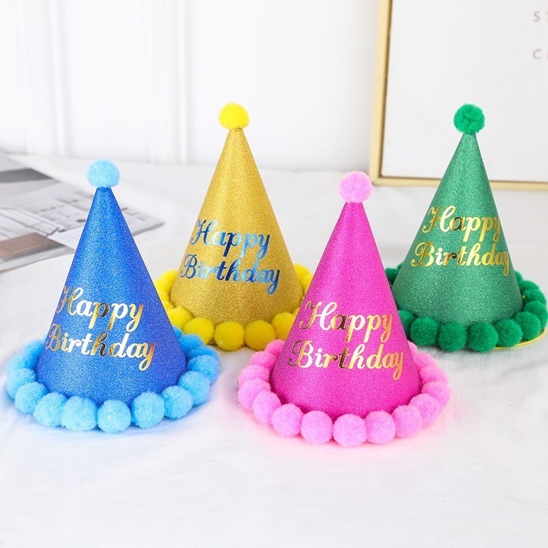 派對生日帽 🎊台灣出貨🎊 派對帽 毛球派對帽 生日帽 壽星帽 生日佈置 週歲佈置 拍照道具 收涎 抓周 慶生-細節圖6
