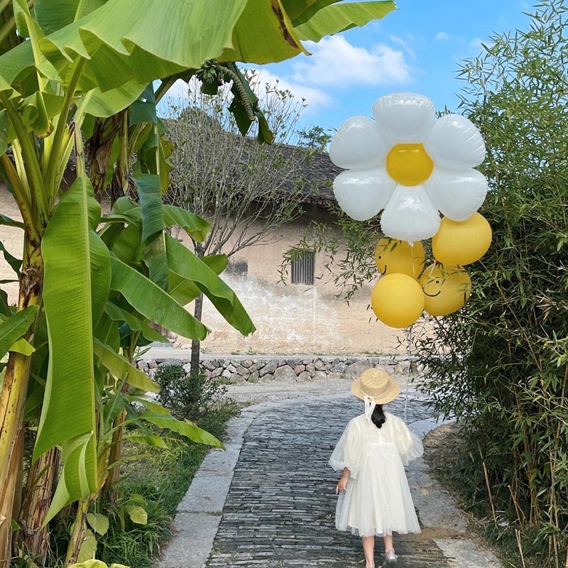 小雛菊氣球 小雛菊拉旗🎊台灣現貨🎊生日佈置 小花笑臉氣球 太陽花鋁箔 森林系 生日氣球 慶生佈置 派對必備造型 儀式-細節圖7