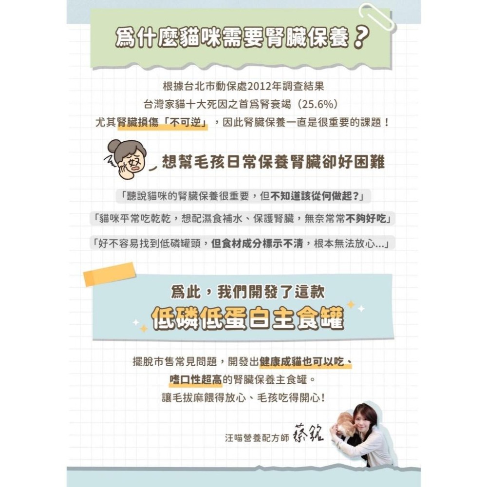 ✨【168汪喵】✨汪喵星球 貓咪低磷低蛋白主食罐 【貓主食罐】80g 維持腎臟健康 腎臟保健-細節圖4