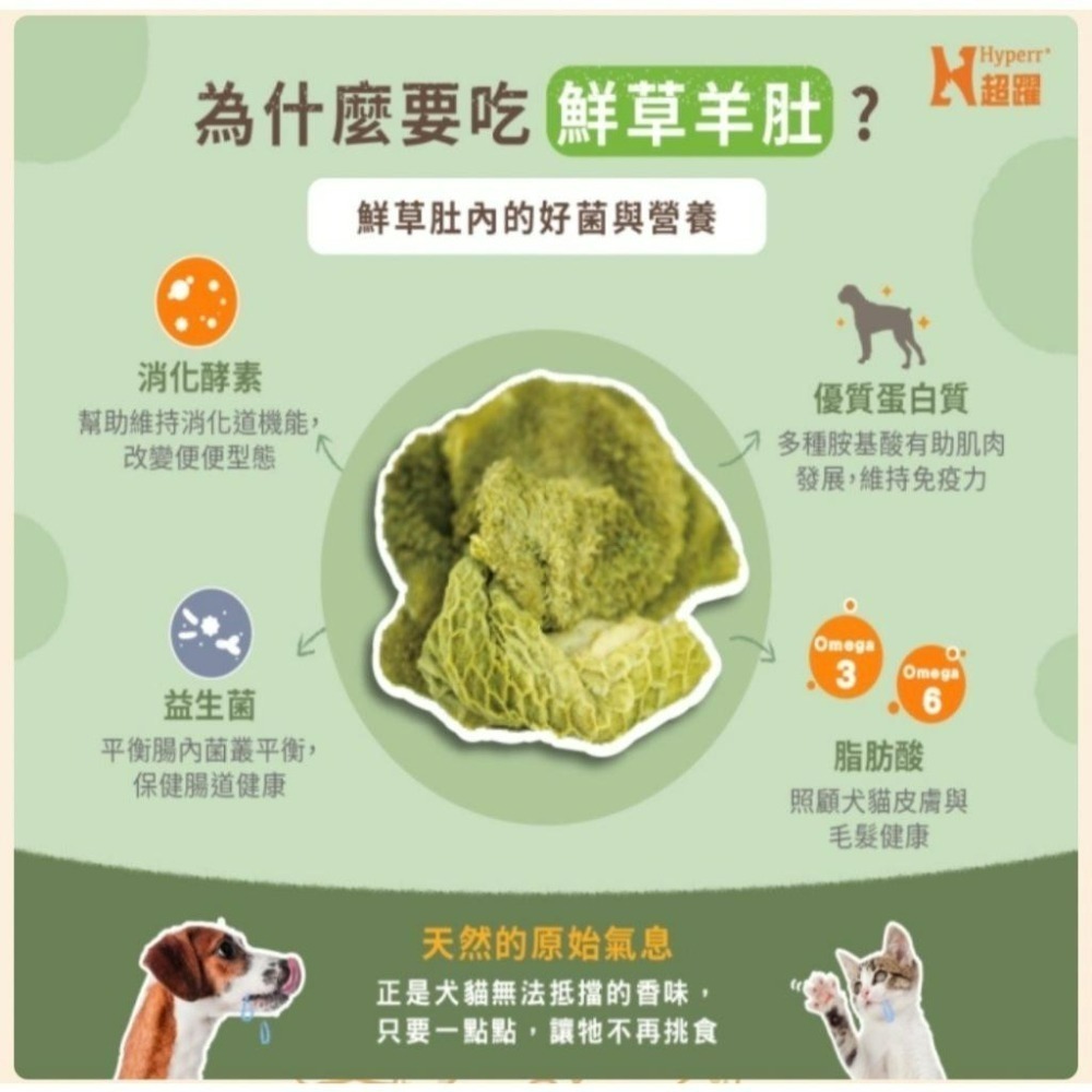 ✨【168汪喵】✨超躍 Hyperr 冷凍乾燥生食 鮮草羊肚 40g 200g【狗零食】【貓零食】-細節圖2