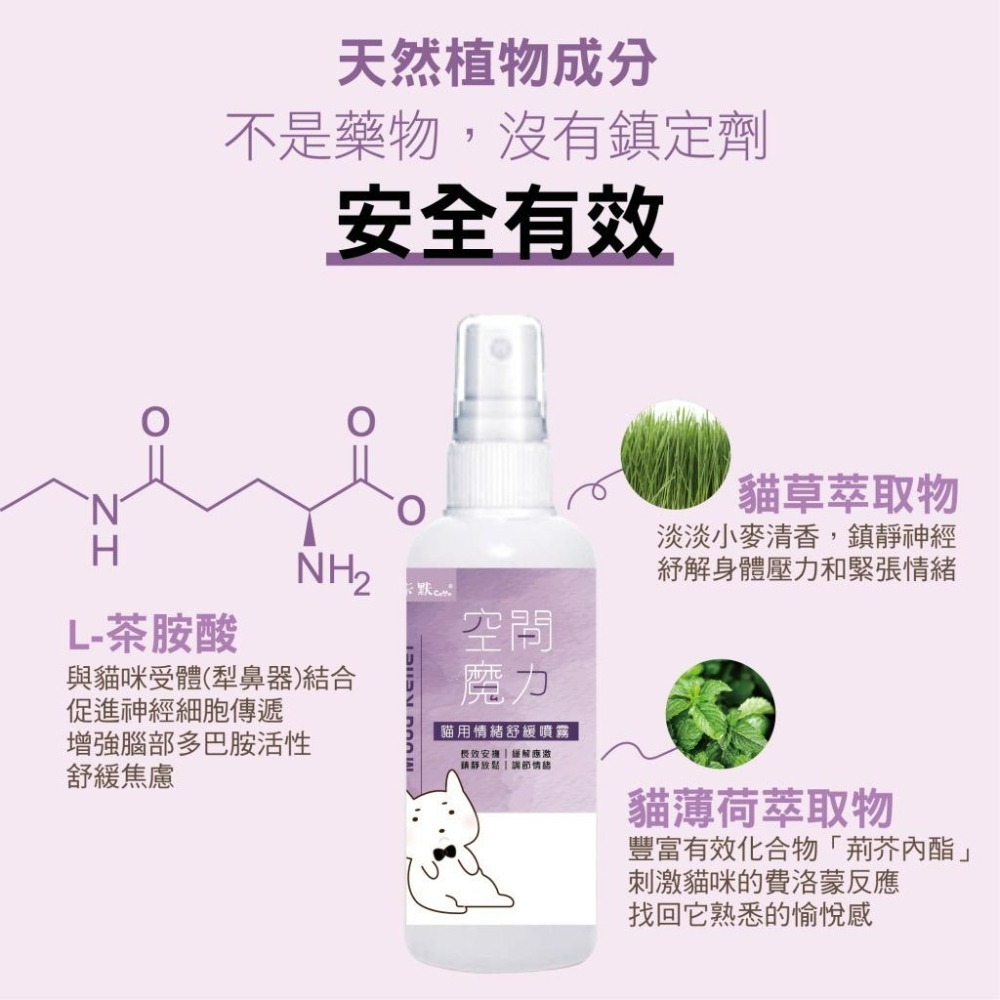 ✨【168汪喵】✨卡默 CAMO 空間魔力 貓用情緒舒緩噴霧 100ml 貓草 貓薄荷 茶胺酸 情緒安撫 貓用品-細節圖4