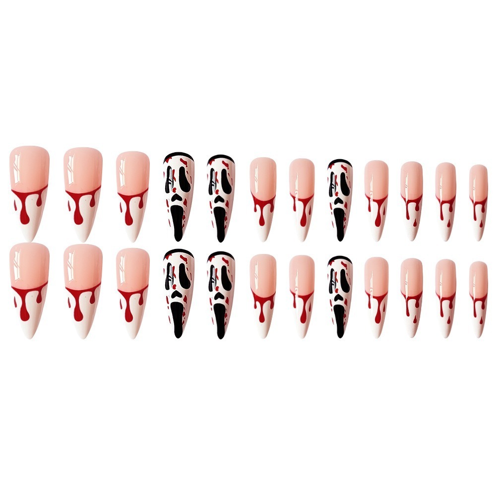 萬聖節美甲 尖叫鬼臉 恐怖幽靈 指甲貼片 美甲片 萬聖節造型扮裝派對 Halloween Party 穿戴甲 甲片-細節圖3