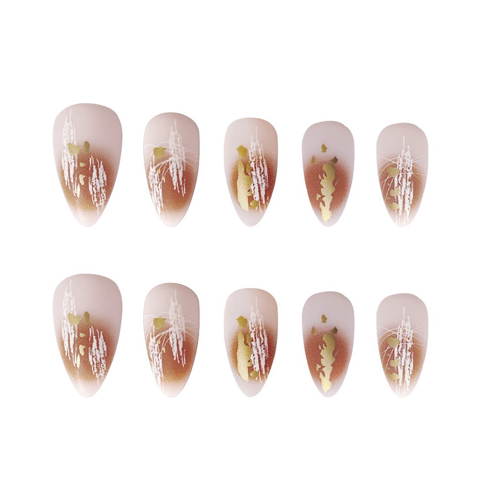 小紅書冬天毛衣系裸粉漸變穿戴甲 指甲貼片 指甲貼 光療甲片 美甲貼片 假指甲 甲片 美甲貼 Fake nails-細節圖3