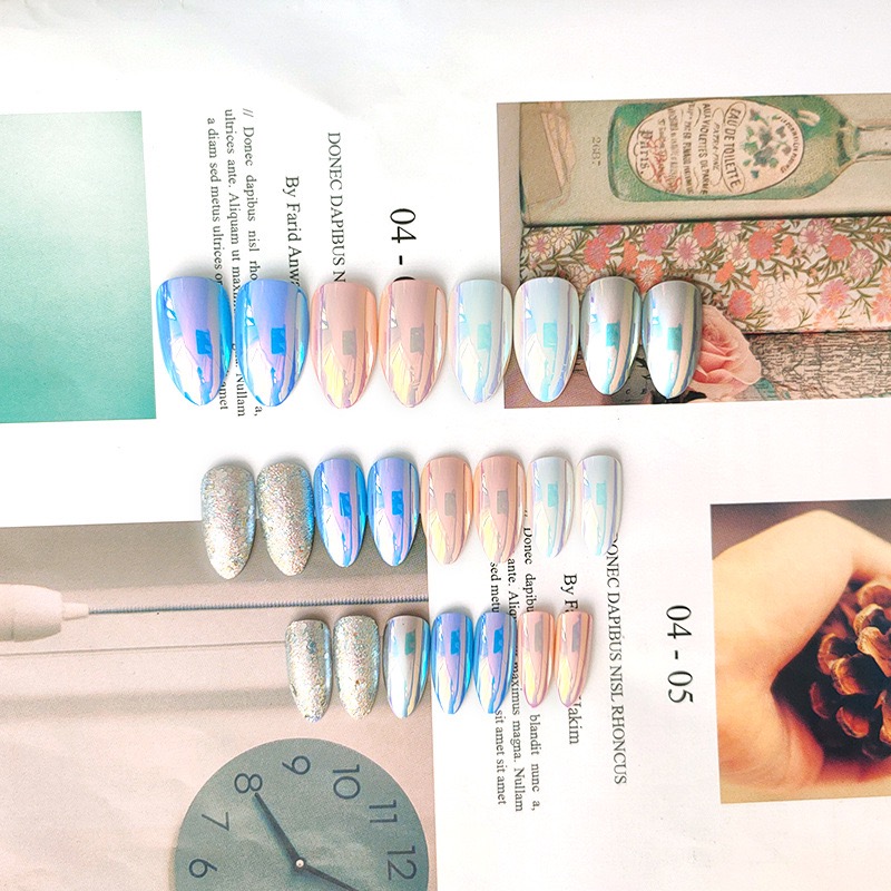 Y2K千禧辣妹風美甲貼片 指甲貼片 長款 美甲片 指甲片 指甲貼 鏡面美甲 杏仁甲型 穿戴甲 穿戴美甲 甲片-細節圖3