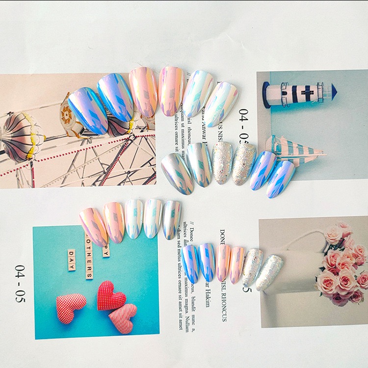 Y2K千禧辣妹風美甲貼片 指甲貼片 長款 美甲片 指甲片 指甲貼 鏡面美甲 杏仁甲型 穿戴甲 穿戴美甲 甲片-細節圖4