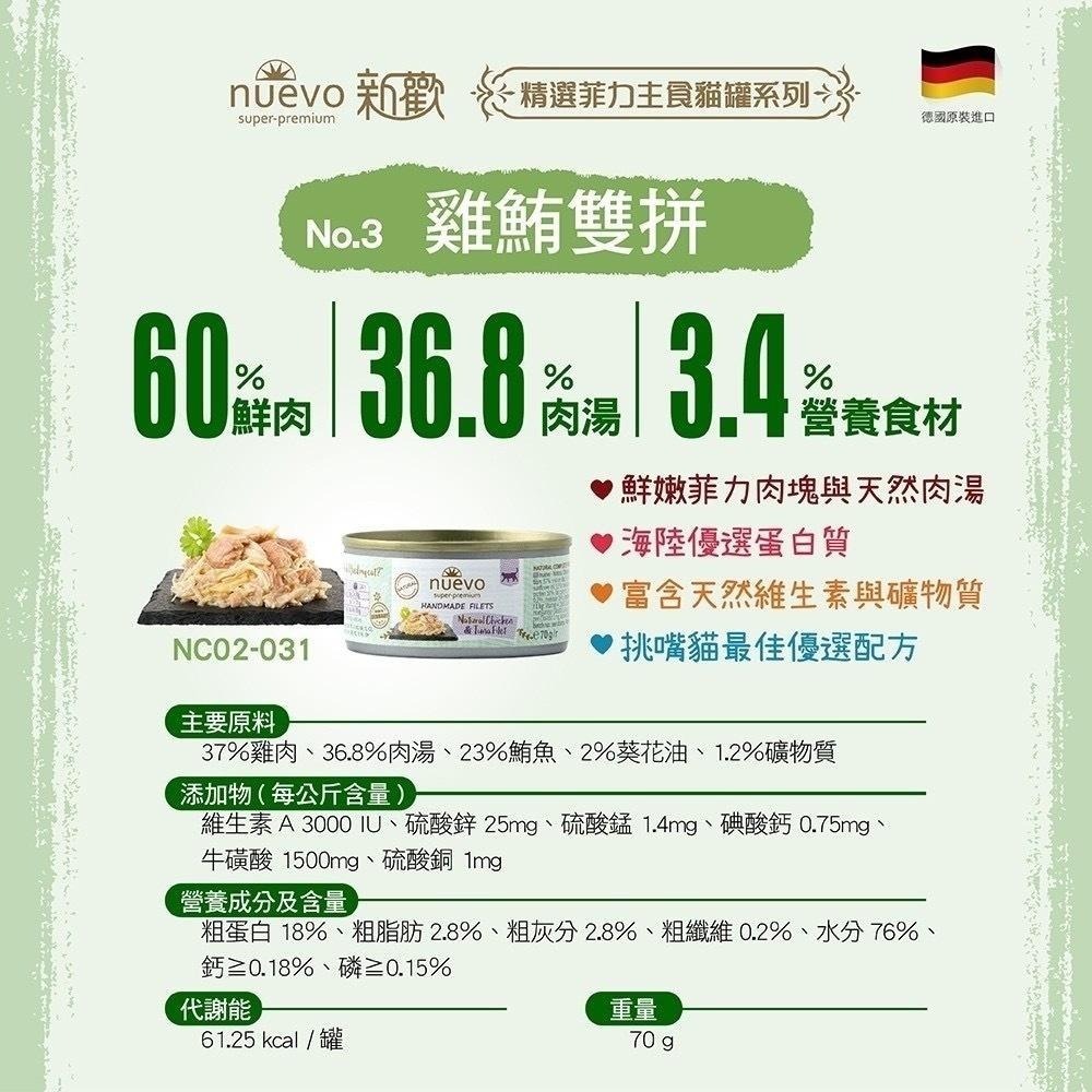 ~Petroyal~ 新歡 nuevo 德國罐 精選菲力貓罐 貓咪主食罐 貓主食 貓罐 貓罐頭 70g 新歡主食罐-細節圖6
