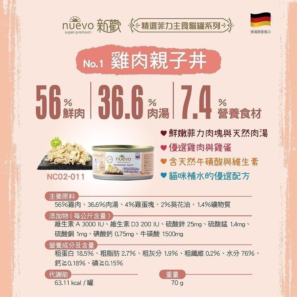 ~Petroyal~ 新歡 nuevo 德國罐 精選菲力貓罐 貓咪主食罐 貓主食 貓罐 貓罐頭 70g 新歡主食罐-細節圖8