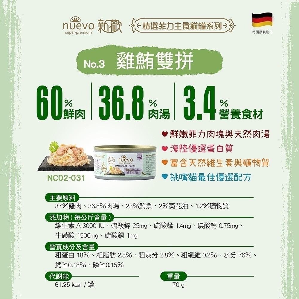 ~Petroyal~ 新歡 nuevo 德國罐 精選菲力貓罐 貓咪主食罐 貓主食 貓罐 貓罐頭 70g 新歡主食罐 整箱-細節圖6