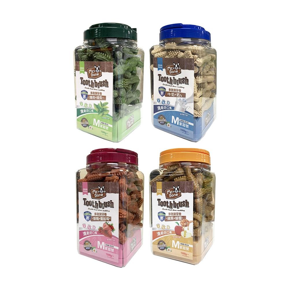 ~Petroyal~ Mr.Bone 多效潔牙骨 潔牙骨 雙刷頭造型 狗零食桶裝 1200g Mr Bone-細節圖2