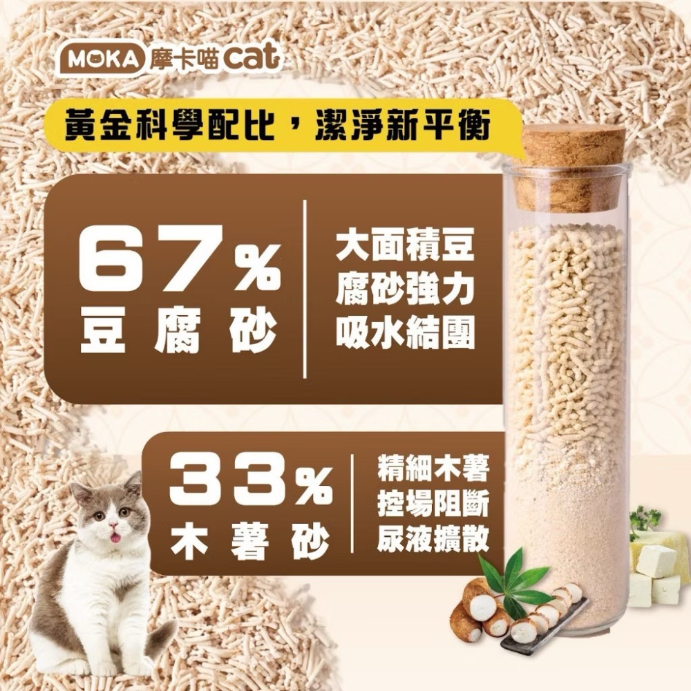 ~Petroyal~ MOKA 摩卡喵 雙效無痕喵砂 2.6kg 益生菌貓砂 木薯砂 豆腐砂 混砂 貓砂 摩卡喵無痕砂-細節圖3