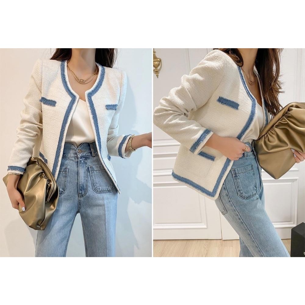 滾邊配色小香風外套-細節圖2