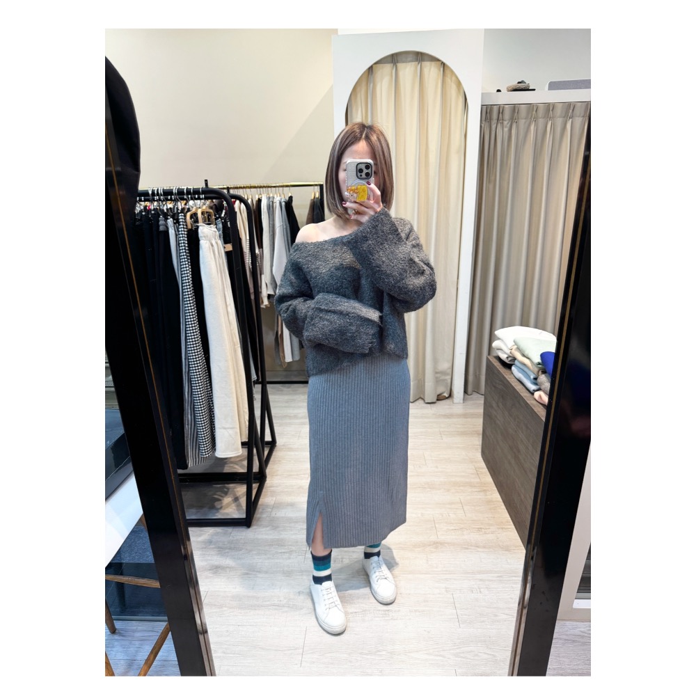 下開叉坑條針織裙-細節圖11