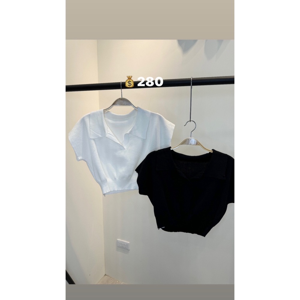 襯衫領短版針織衫-細節圖2