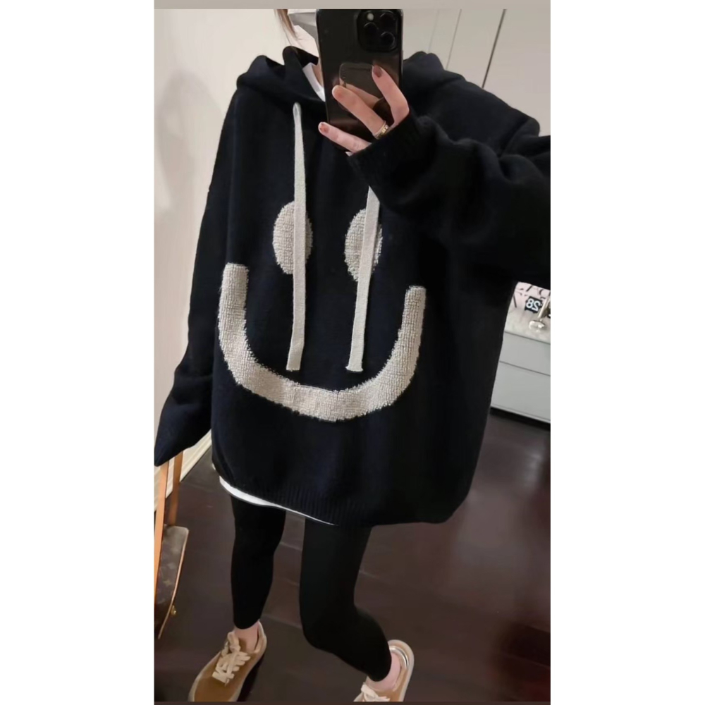 連帽笑臉針織衫(紮實磅數)-細節圖2