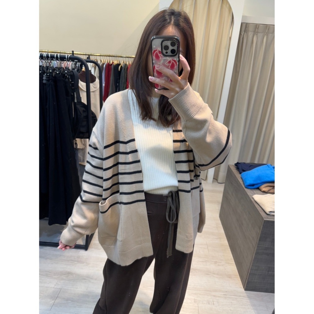 條文開襟罩衫外套-細節圖2