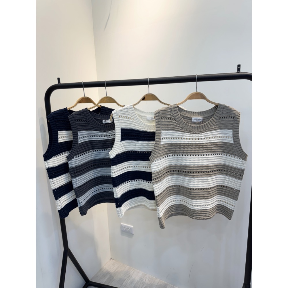 撞色條紋針織背心-細節圖3