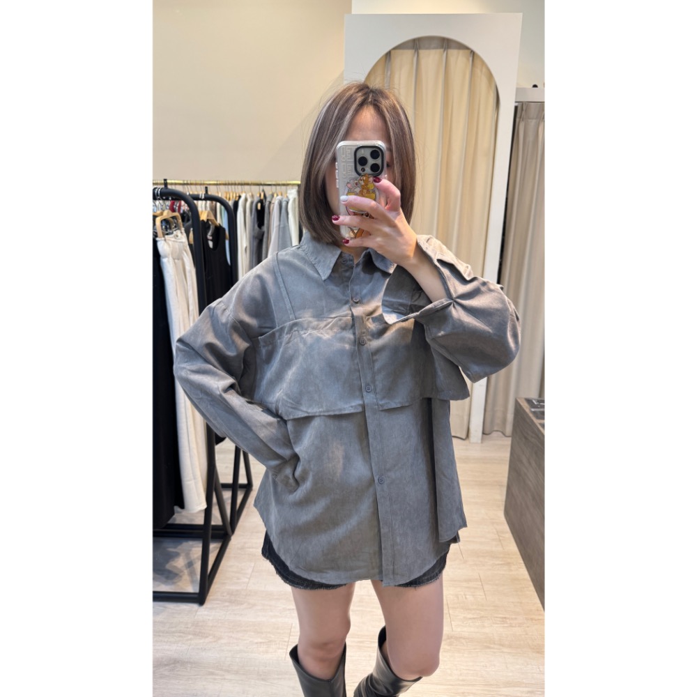 日風絨布造型襯衫-細節圖2