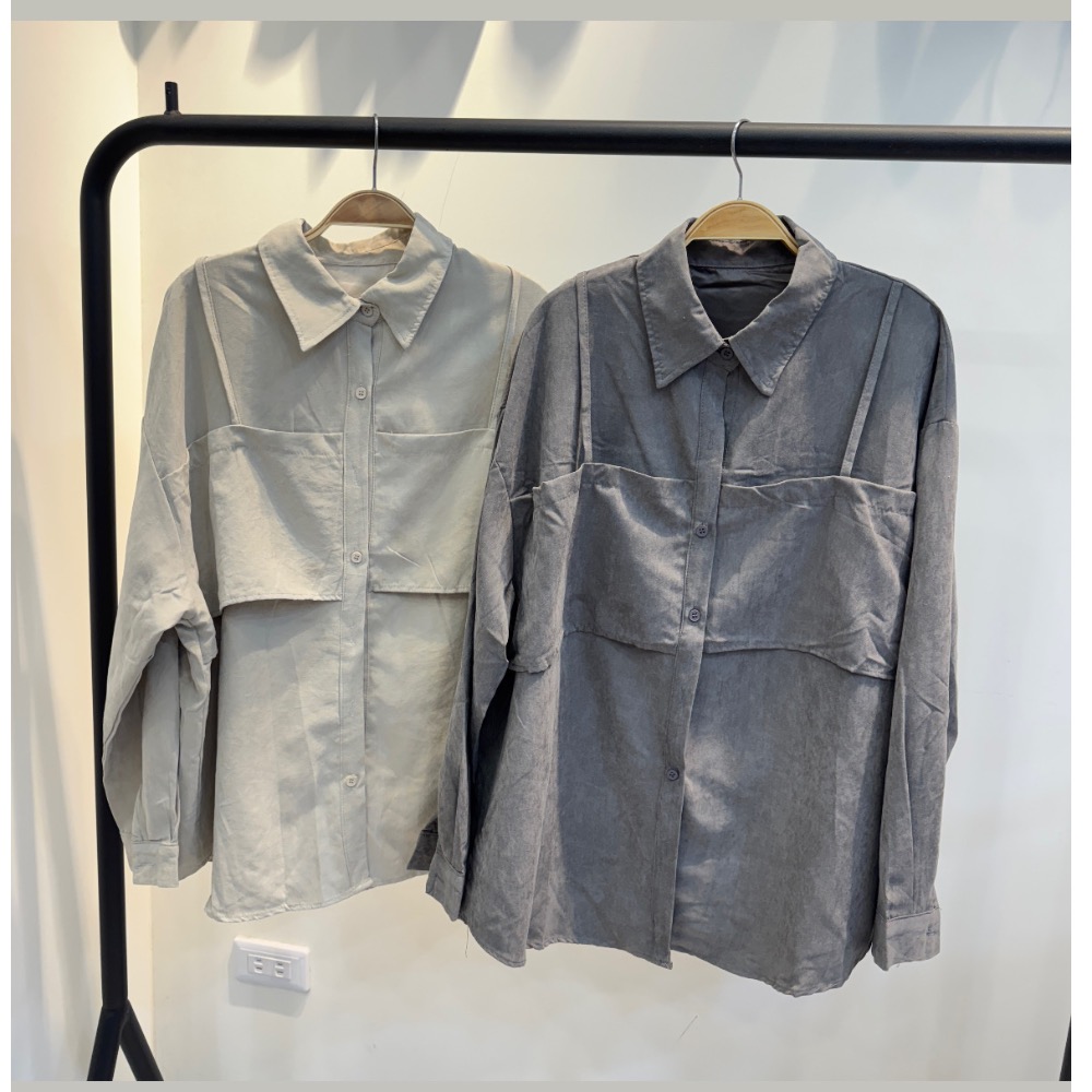 日風絨布造型襯衫-細節圖4