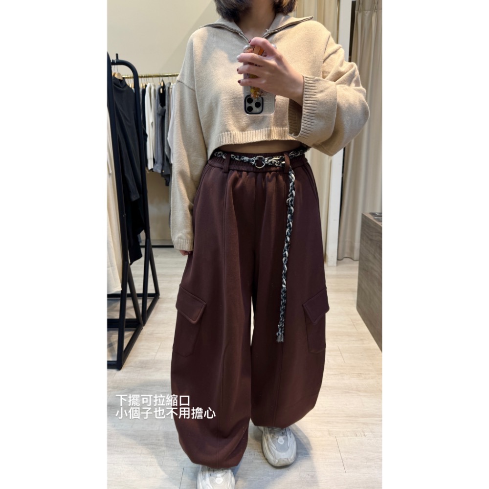 重磅太空棉彎刀褲附腰帶-細節圖3