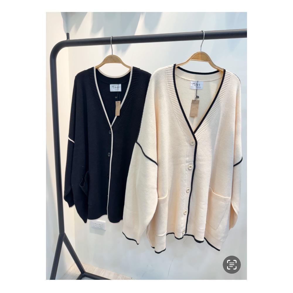 滾邊撞色針織外套-細節圖4