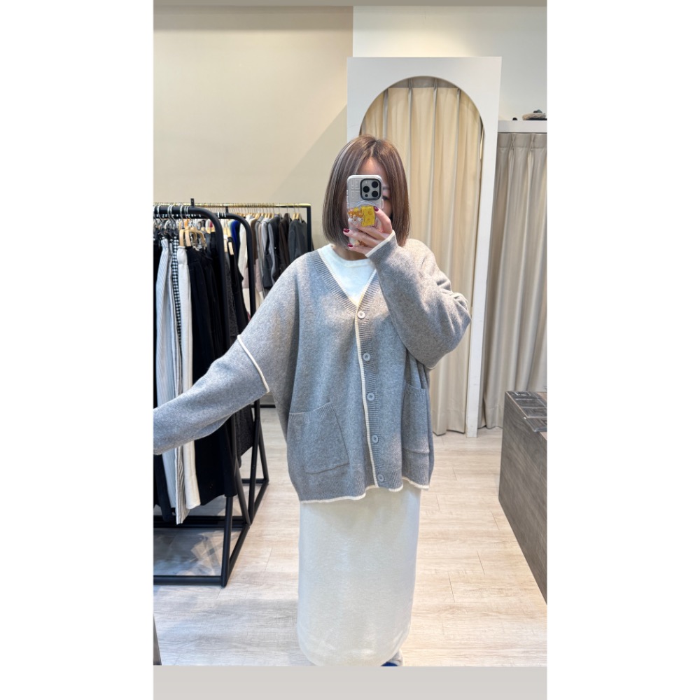 滾邊撞色針織外套-細節圖5