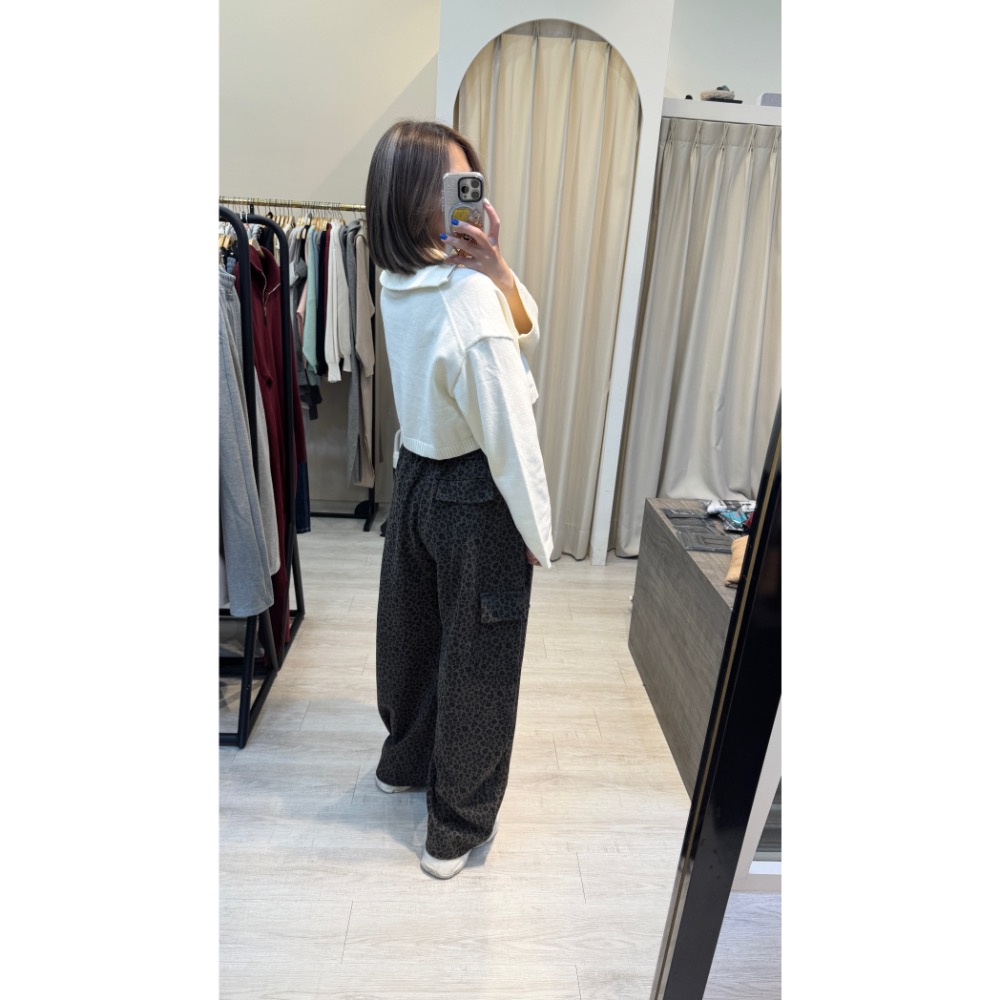 豹紋毛呢彎刀褲-細節圖4