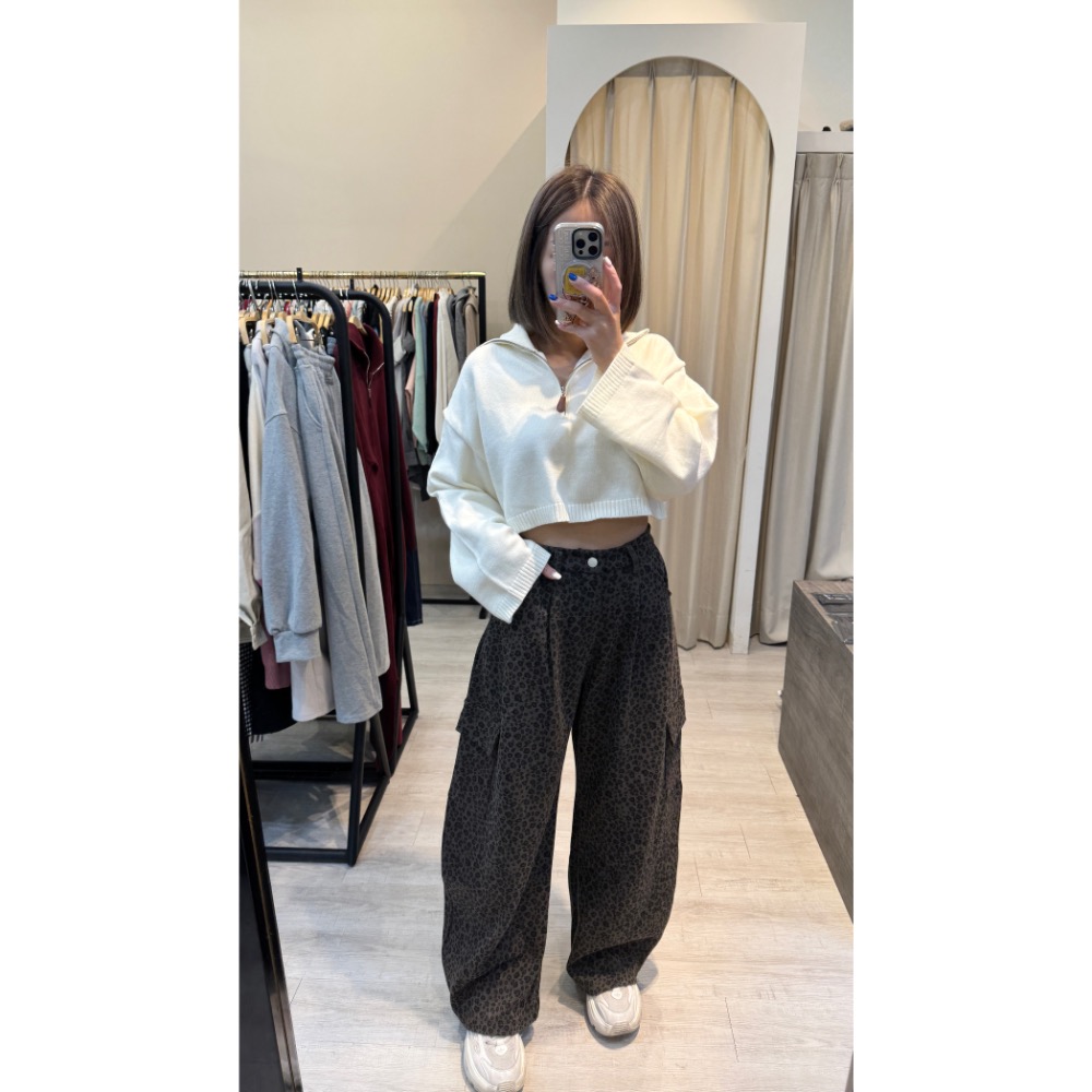 豹紋毛呢彎刀褲-細節圖5