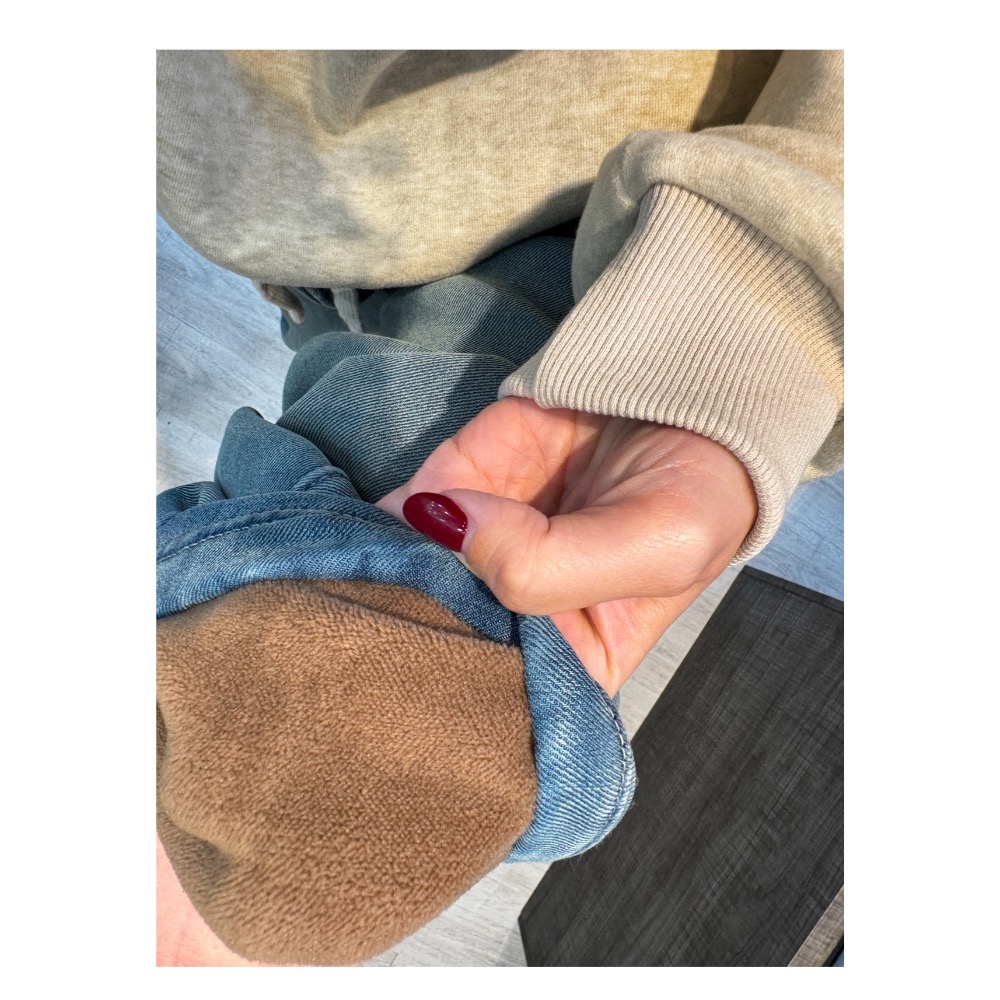 內加絨水洗牛仔褲-細節圖4