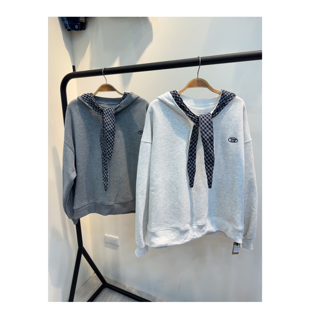 附披肩帽大學T(刷毛）-細節圖4