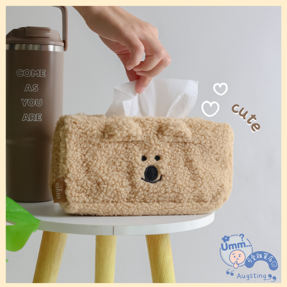 ᴀᴜɢsᴛɪɴɢ •ᴗ• 正版 Dinotaeng Quokka短尾袋鼠 造型紙巾套 衛生紙套 絨毛面紙盒-細節圖9
