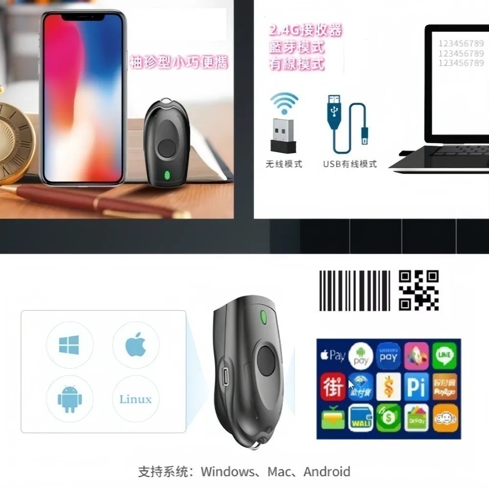 DK-ONE頸掛式藍芽+2.4G雙模式無線傳輸二維條碼掃描器-細節圖4