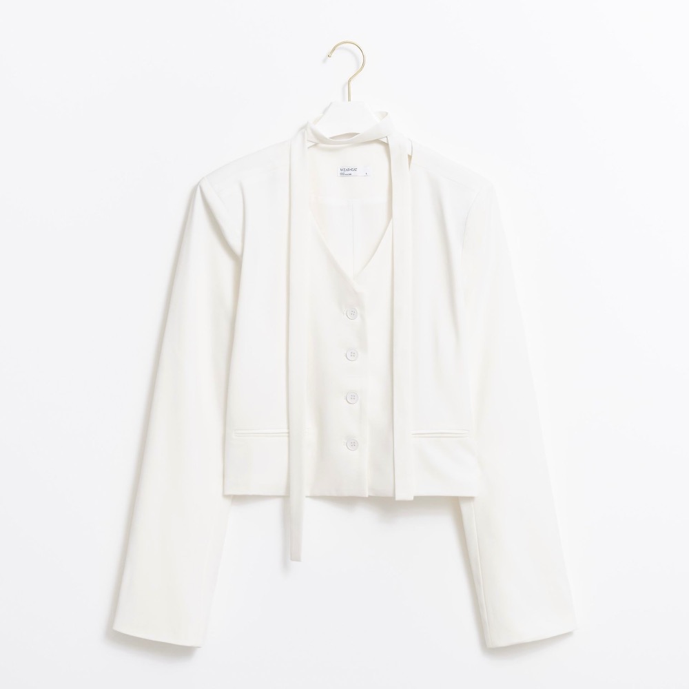 FOR @lazycazy｜WEARtoEAT 繞脖無領西裝外套-細節圖2