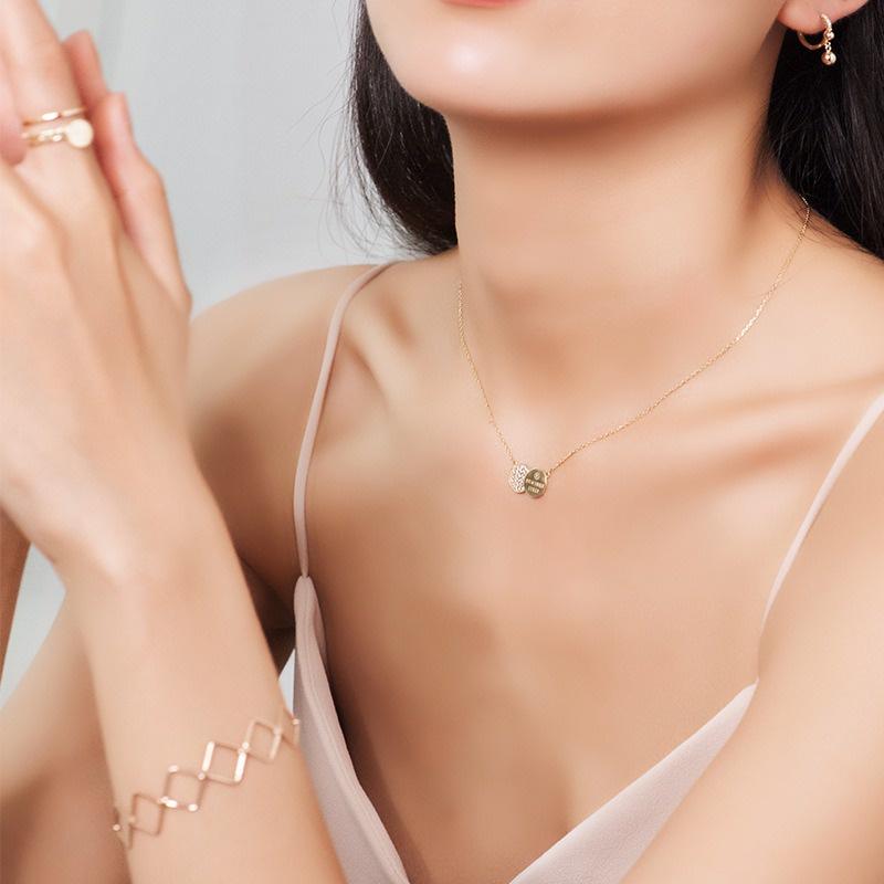 【台北奧斯珠寶】14k金項鍊女款 字母鎖骨鏈 黃金珠寶首飾-細節圖2