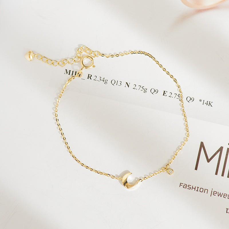 【台北奧斯珠寶】14K金手鍊女 月亮調節鏈 黃金珠寶首飾-細節圖5