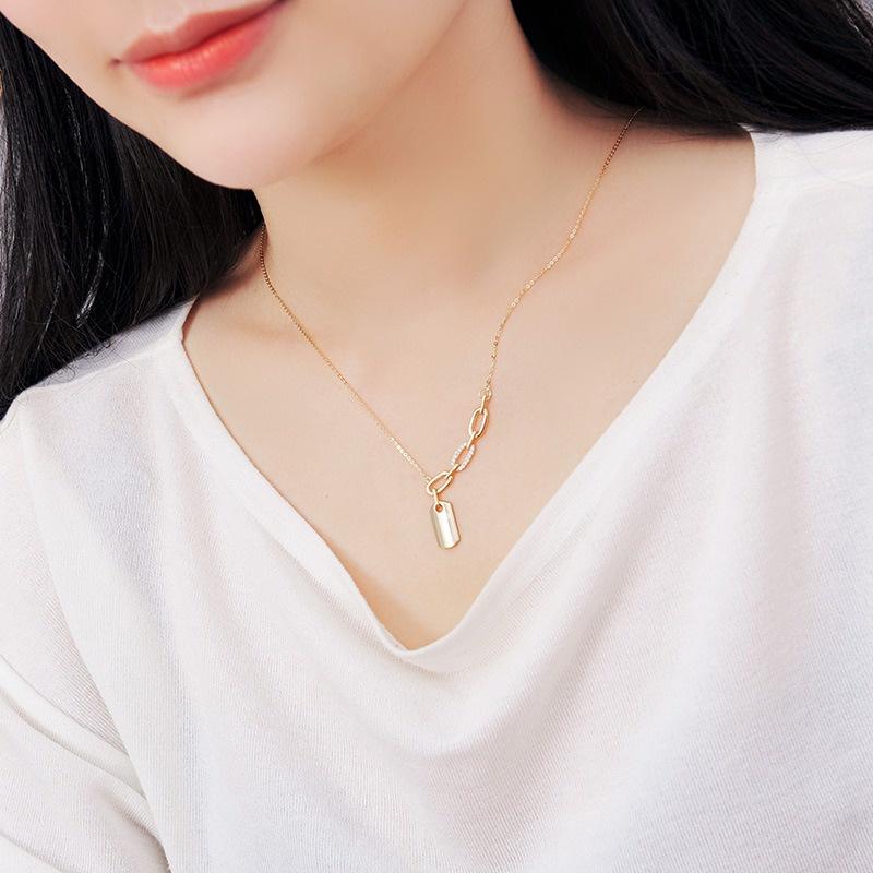 【台北奧斯珠寶】14K金項鍊女款 定制刻字頸鍊鎖骨鏈 黃金珠寶首飾-細節圖3