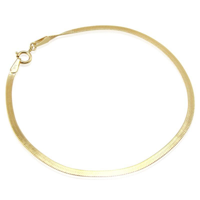 【台北奧斯珠寶】14K金手鍊 扁蛇骨蛇皮女刀片手腳鍊 黃金珠寶首飾-細節圖4