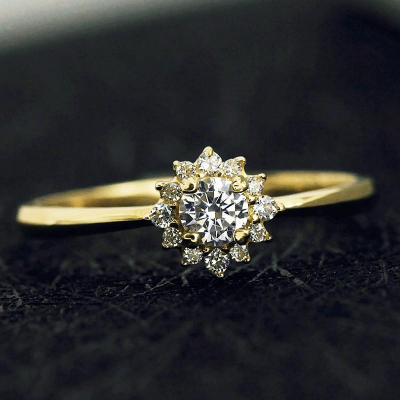 【台北奧斯珠寶】14K金戒指女 太陽花簡約套裝指環食指戒指 黃金珠寶首飾