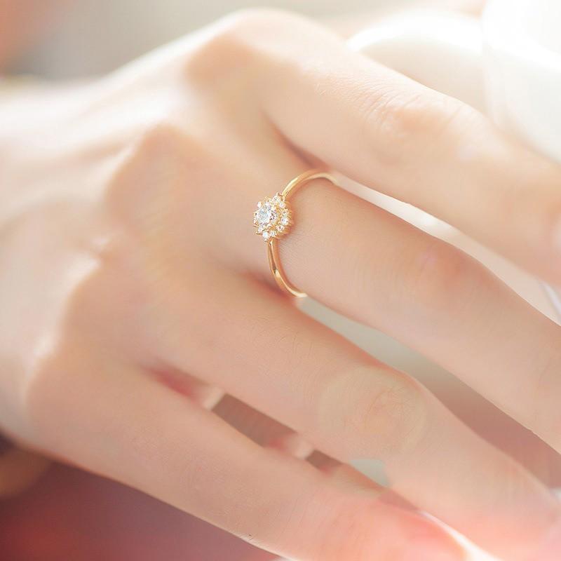 【台北奧斯珠寶】14K金戒指女 太陽花簡約套裝指環食指戒指 黃金珠寶首飾-細節圖2