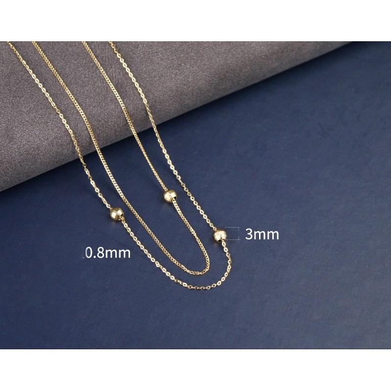 【台北奧斯珠寶】14k金項鍊女款 鎖骨鏈小金珠頸鍊雙層項鍊-細節圖3