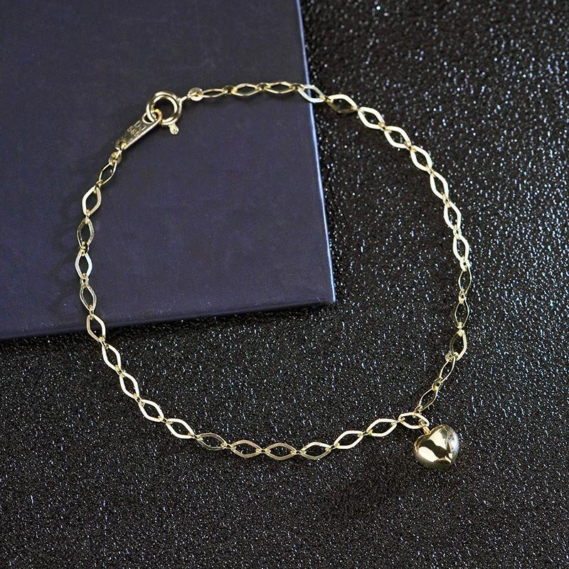 【台北奧斯珠寶】14k金手鍊女款 素金愛心桃心形 黃金珠寶首飾-細節圖2