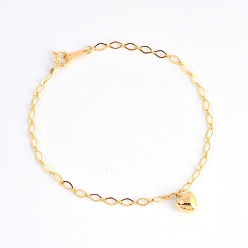 【台北奧斯珠寶】14k金手鍊女款 素金愛心桃心形 黃金珠寶首飾-細節圖3