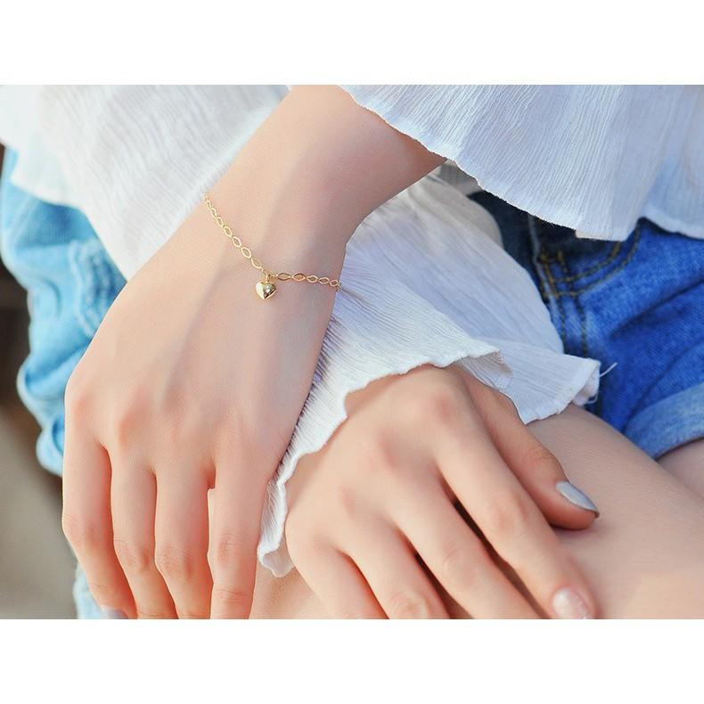 【台北奧斯珠寶】14k金手鍊女款 素金愛心桃心形 黃金珠寶首飾-細節圖7