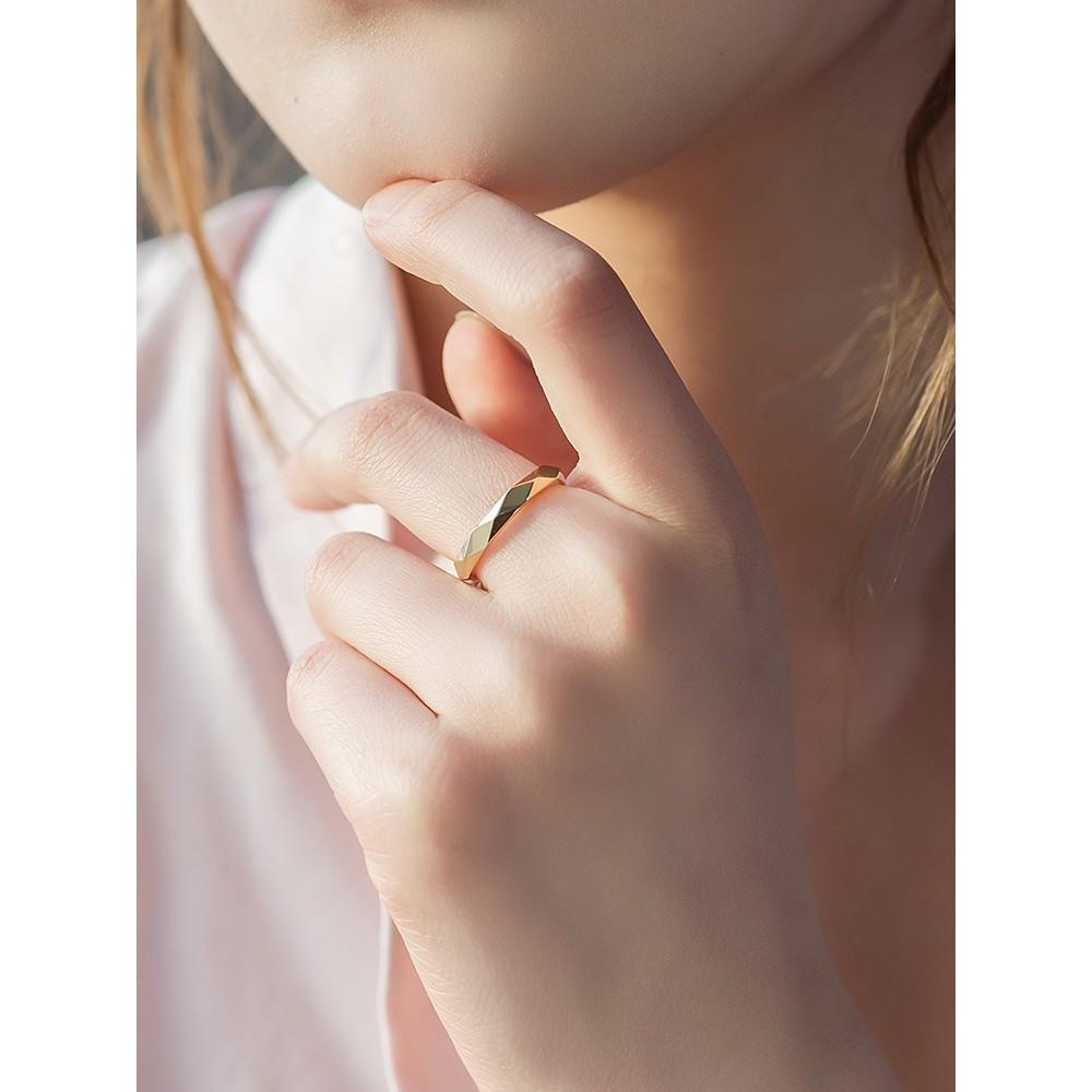 【台北奧斯珠寶】14k金戒指女款素金 刻面尾戒指環 黃金珠寶首飾-細節圖5