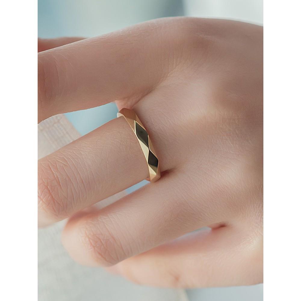 【台北奧斯珠寶】14k金戒指女款素金 刻面尾戒指環 黃金珠寶首飾-細節圖6