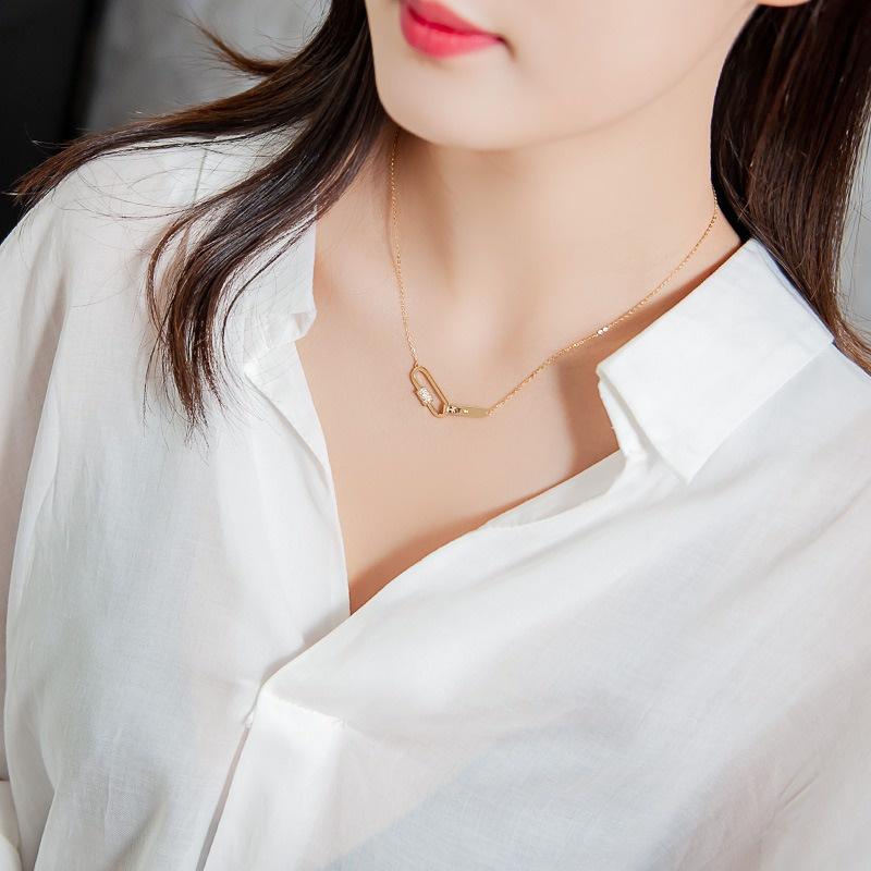 【台北奧斯珠寶】14k金項鍊女款 T字母鎖骨鏈 黃金珠寶首飾-細節圖3