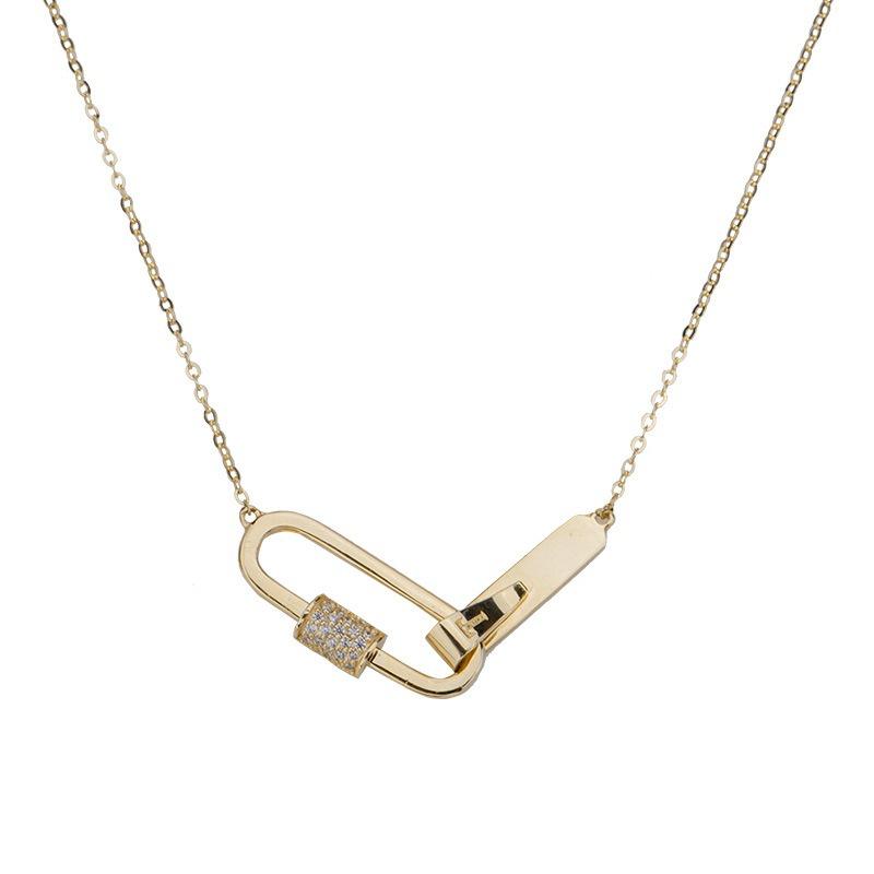 【台北奧斯珠寶】14k金項鍊女款 T字母鎖骨鏈 黃金珠寶首飾-細節圖4