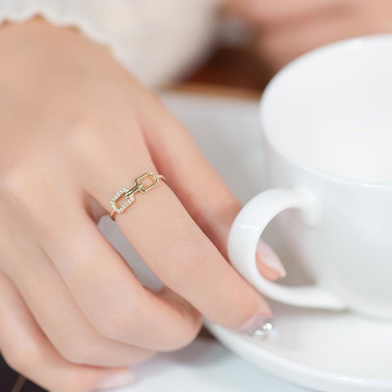 【台北奧斯珠寶】14k金戒指女款 方塊食指戒指環 黃金珠寶首飾-細節圖2