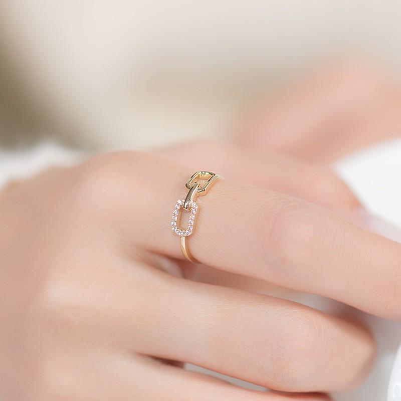 【台北奧斯珠寶】14k金戒指女款 方塊食指戒指環 黃金珠寶首飾-細節圖5