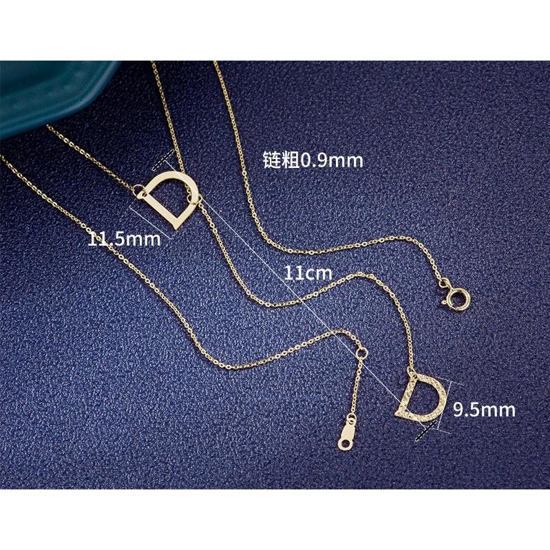 【台北奧斯珠寶】14K金項鍊女款 刻面字母D鎖骨鏈一體鏈 黃金珠寶首飾-細節圖9